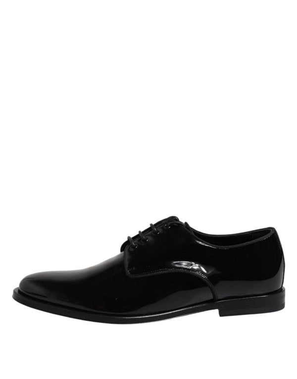 Schwarze Lackleder Derby-Schuhe für formelle Anlässe