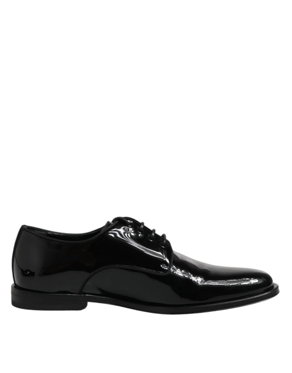 Schwarze Lackleder Derby-Schuhe für formelle Anlässe