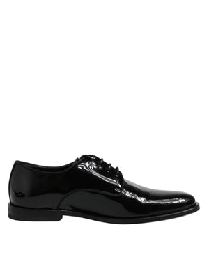 Schwarze Lackleder Derby-Schuhe für formelle Anlässe