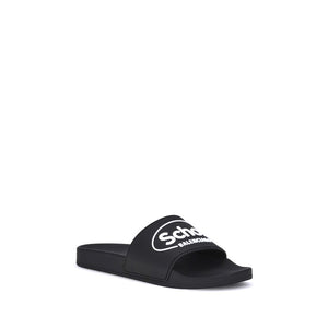 Flache Gummisandalen in Schwarz