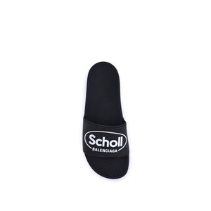 Flache Gummisandalen in Schwarz