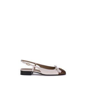 Cremefarbene Ziegenleder-Ballerinas