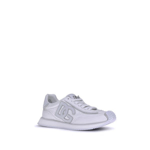 Weiße Stoff-Sneakers mit niedrigem Schaft