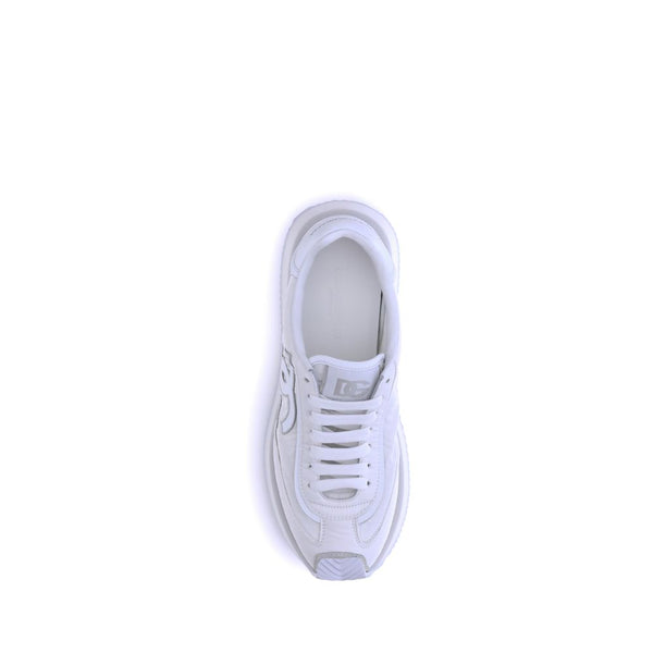 Weiße Stoff-Sneakers mit niedrigem Schaft