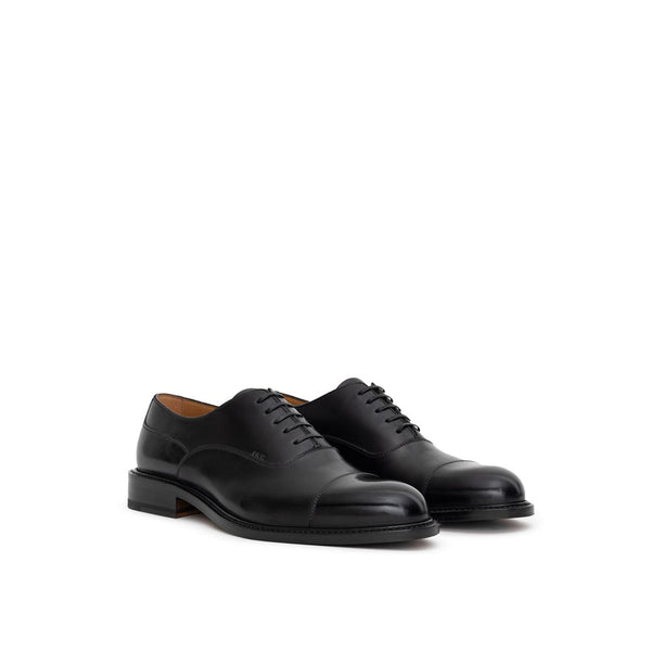 Schwarze Leder-Schnürschuhe und -Derby-Schuhe