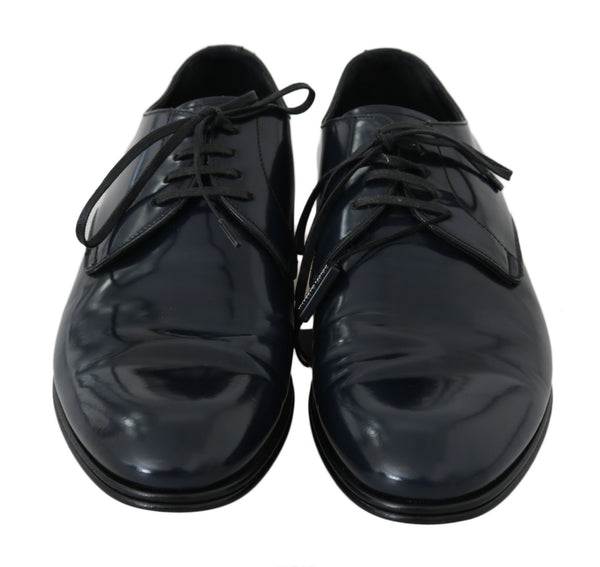 Blau Leder Kleid Derby Formale Herrenschuhe