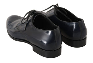 Blau Leder Kleid Derby Formale Herrenschuhe