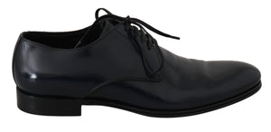 Blau Leder Kleid Derby Formale Herrenschuhe