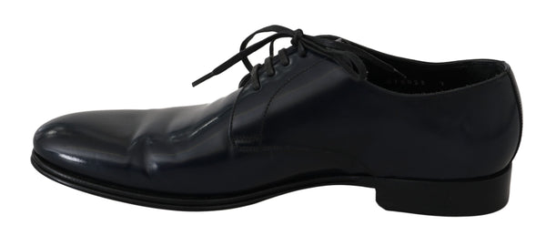 Blau Leder Kleid Derby Formale Herrenschuhe