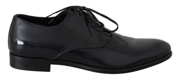 Polierte Derby-Schuhe aus blauem Leder