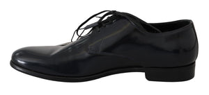 Polierte Derby-Schuhe aus blauem Leder