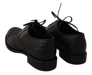 Schwarze Leder Wingtip Oxford Dress Schuhe
