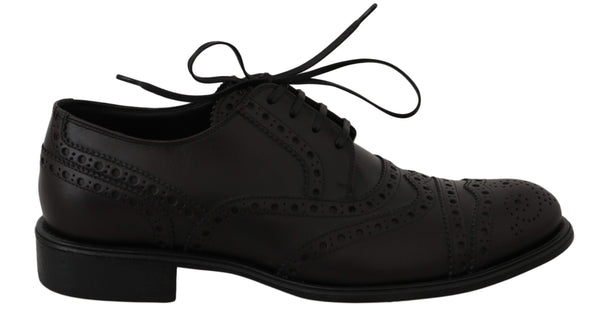 Schwarze Leder Wingtip Oxford Dress Schuhe