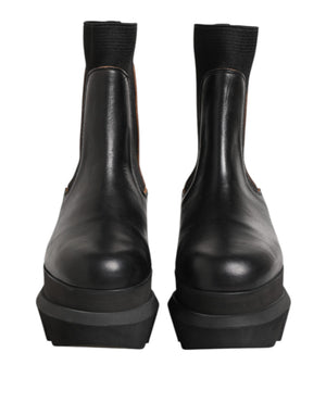 Schwarze Chelsea Leder Pull On Damen Ankle Boots Schuhe