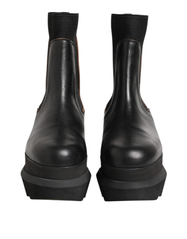 Schwarze Chelsea Leder Pull On Damen Ankle Boots Schuhe
