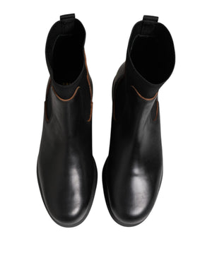 Schwarze Chelsea Leder Pull On Damen Ankle Boots Schuhe
