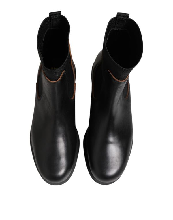Schwarze Chelsea Leder Pull On Damen Ankle Boots Schuhe