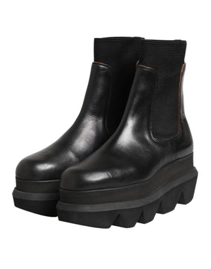 Schwarze Chelsea Leder Pull On Damen Ankle Boots Schuhe