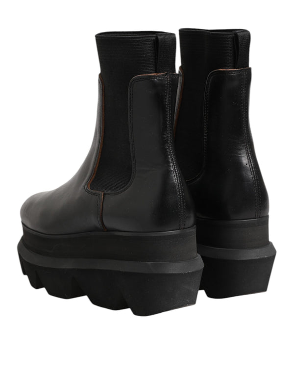 Schwarze Chelsea Leder Pull On Damen Ankle Boots Schuhe