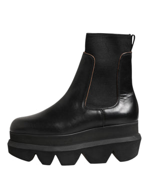 Schwarze Chelsea Leder Pull On Damen Ankle Boots Schuhe