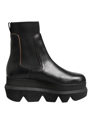Schwarze Chelsea Leder Pull On Damen Ankle Boots Schuhe