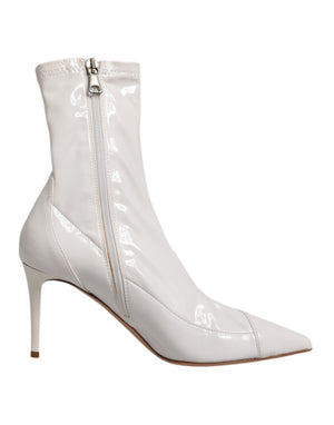 Weiß Stiletto Heels Mid Calf Stiefel Schuhe
