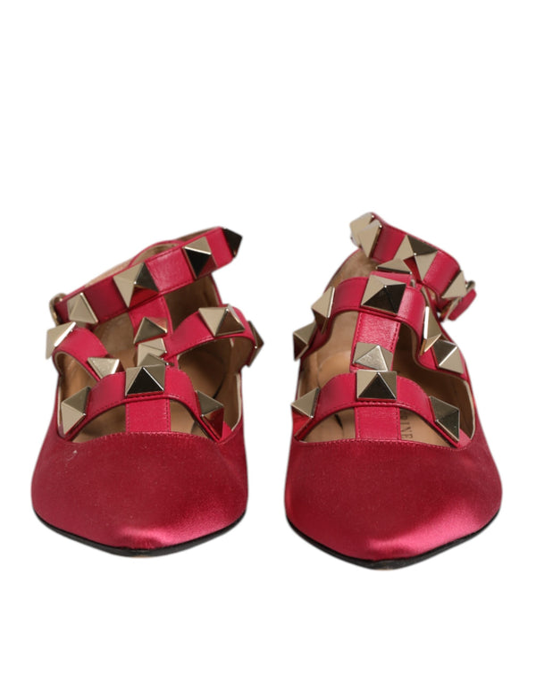 Rot Gold Nieten spitze Zehe Ballet Flats Schuhe