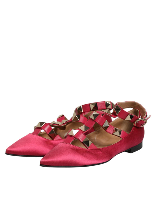 Rot Gold Nieten spitze Zehe Ballet Flats Schuhe