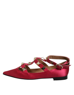 Rot Gold Nieten spitze Zehe Ballet Flats Schuhe