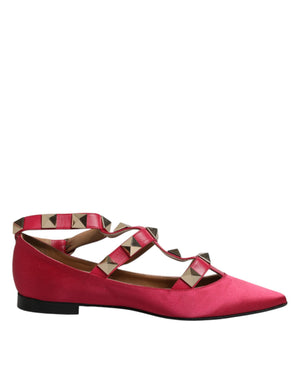 Rot Gold Nieten spitze Zehe Ballet Flats Schuhe