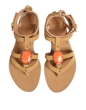 Braune Flip Flops Zipper Knöchelriemen Schuhe