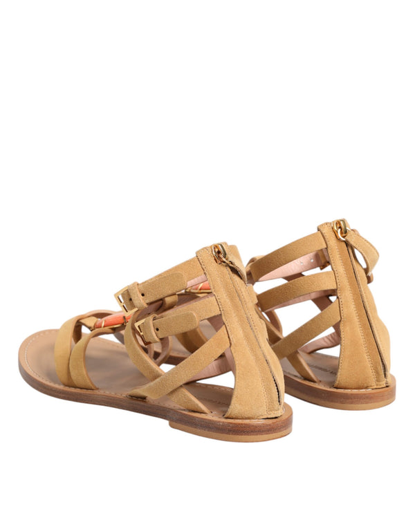 Braune Flip Flops Zipper Knöchelriemen Schuhe