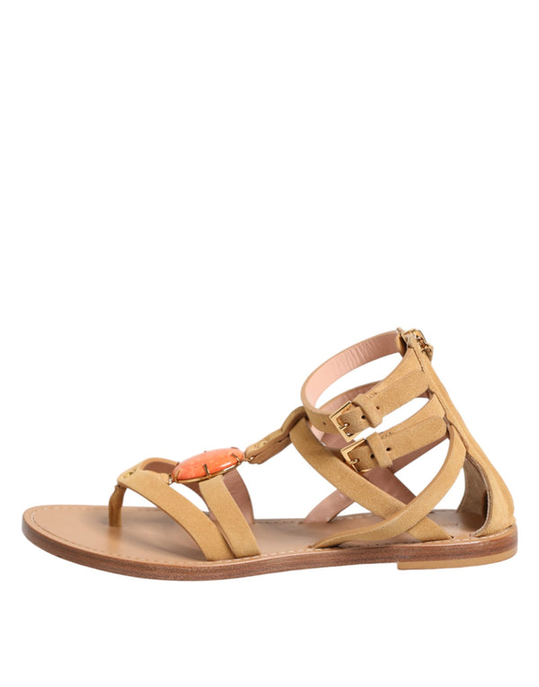Braune Flip Flops Zipper Knöchelriemen Schuhe