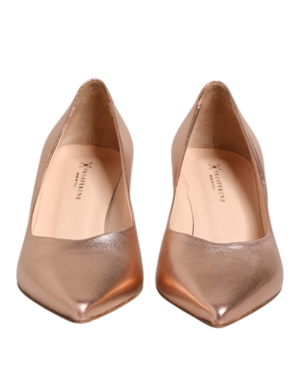 Rosa Leder Pumps Stiletto Heels Slip On Schuhe
