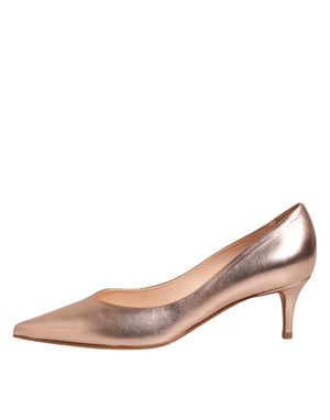Rosa Leder Pumps Stiletto Heels Slip On Schuhe