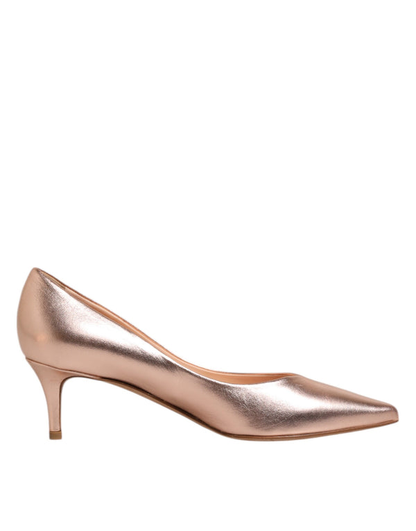 Rosa Leder Pumps Stiletto Heels Slip On Schuhe