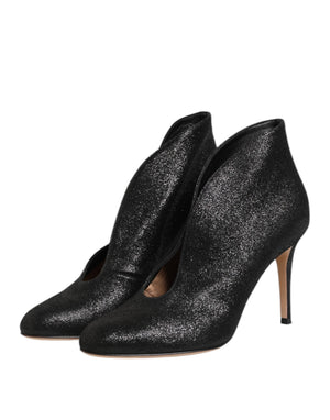 Metallic Schwarz Pumpe Stiletto Heels Schuhe