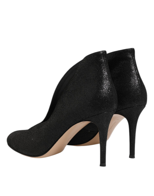 Metallic Schwarz Pumpe Stiletto Heels Schuhe