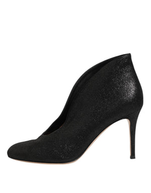 Metallic Schwarz Pumpe Stiletto Heels Schuhe