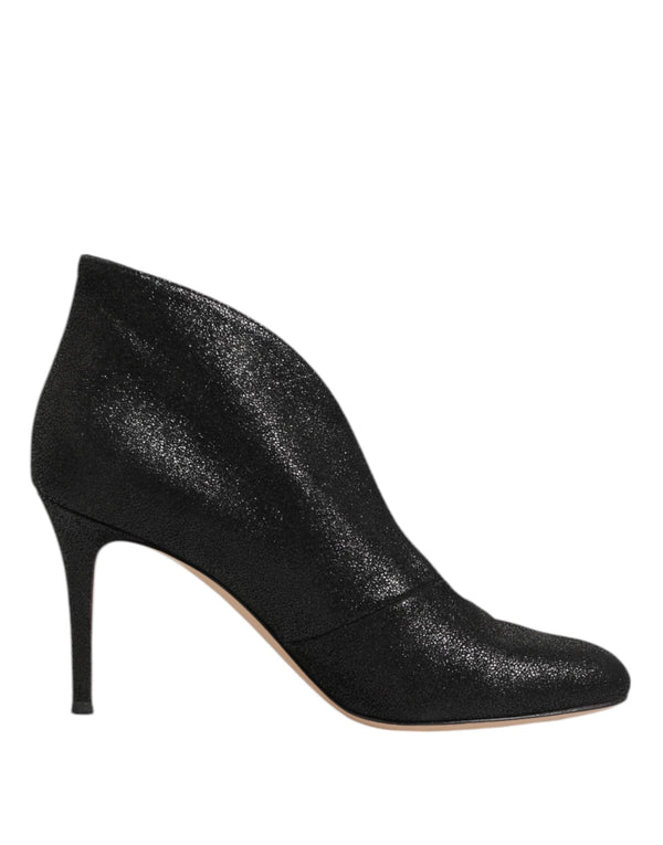 Metallic Schwarz Pumpe Stiletto Heels Schuhe