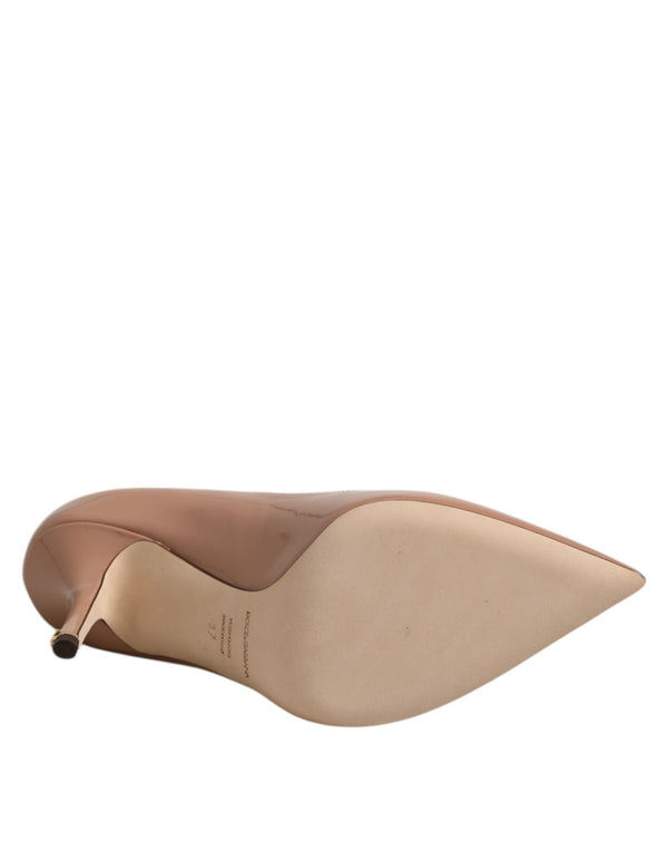 Beige Lackleder Stiletto Heel Pumps Schuhe