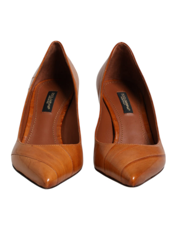 Braun Leder Stiletto Heel Pumps Schuhe