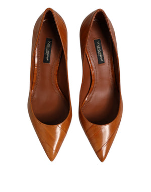 Braun Leder Stiletto Heel Pumps Schuhe