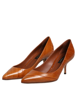 Braun Leder Stiletto Heel Pumps Schuhe