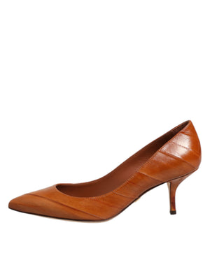 Braun Leder Stiletto Heel Pumps Schuhe