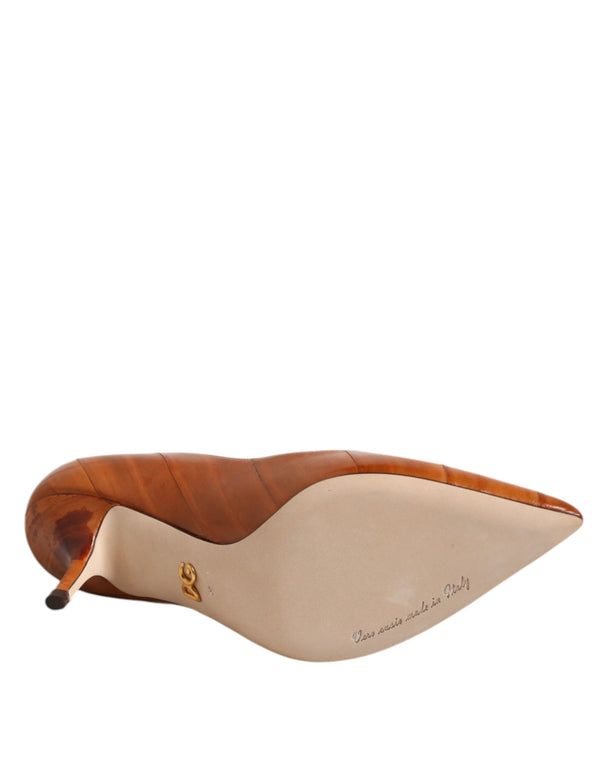 Braun Leder Stiletto Heel Pumps Schuhe