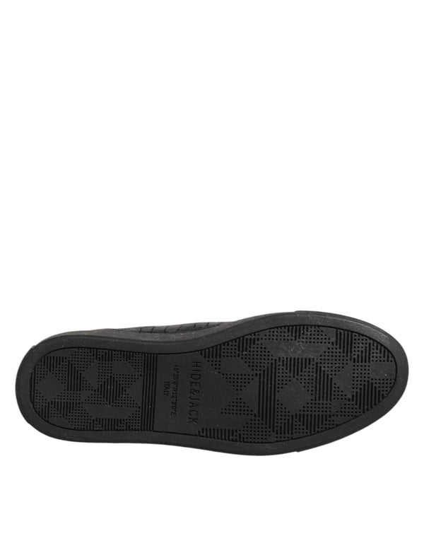 Schwarze Leder Schnürsenkel Mid Top Sneakers Schuhe