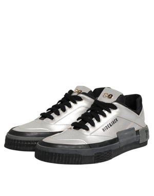 Silberne Leder Schnürschuhe Low Top Sneakers Schuhe