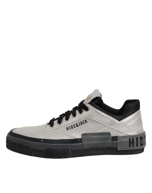 Silberne Leder Schnürschuhe Low Top Sneakers Schuhe