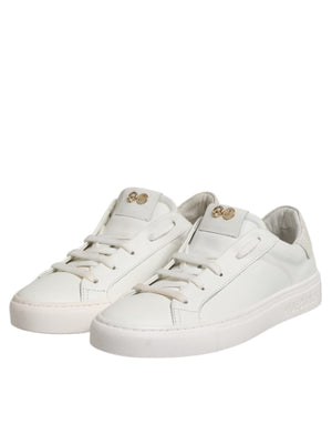 Weiße Leder Low Top Lace Up Sneakers Schuhe